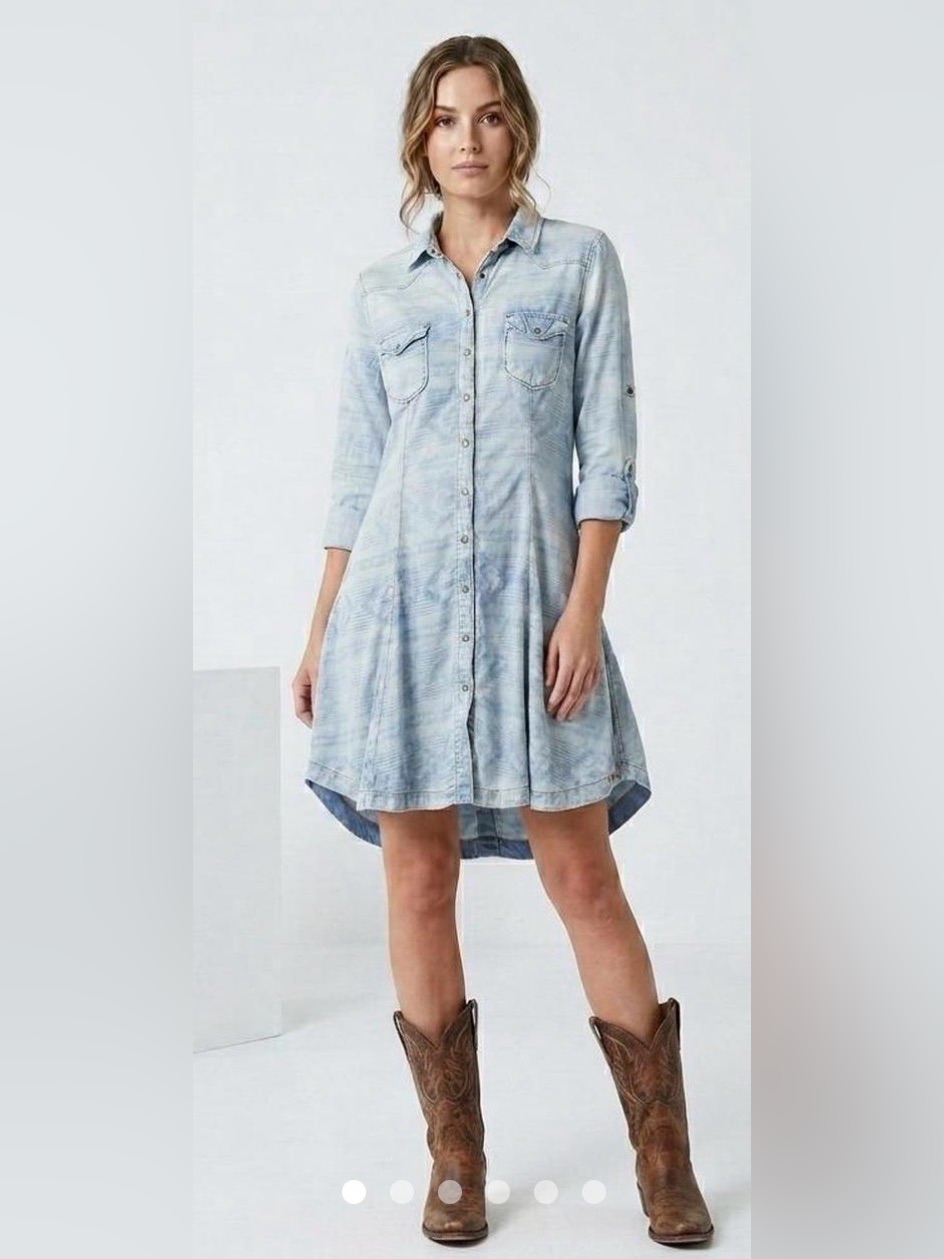 Ryan Michael’s Western Hi/Lo Shirtdress In An Aztec Pattern Size Small #1185